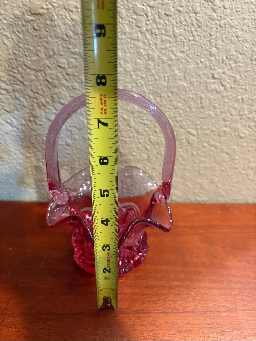 Fenton Pink (sometimes looks purple) Vintage Glass Basket with Ruffled Edge